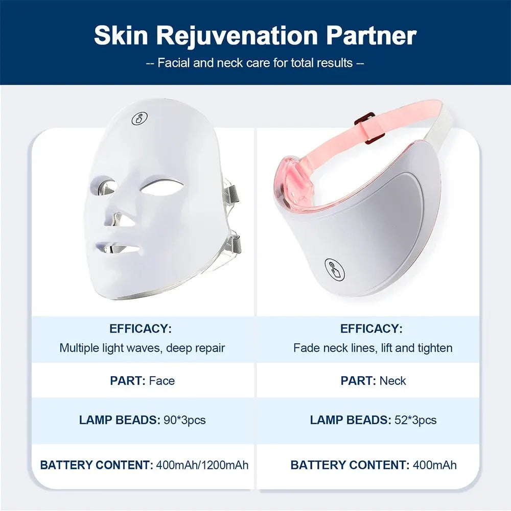7 Color Light Therapy Face & Neck Mask - Anti-Aging Skin Rejuvenation