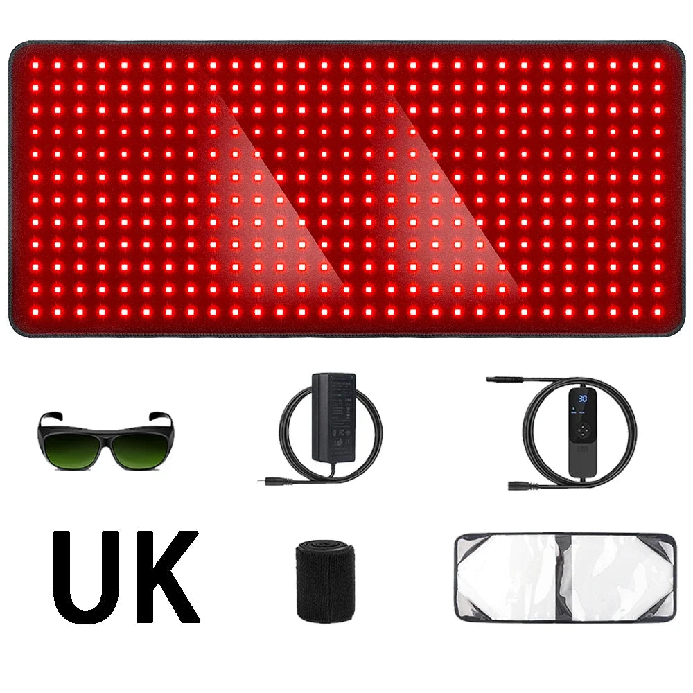 Red Light Heating Larger Size Pad 660nm Waist, Back, Shoulder, Muscle Pain, and Yoga mat Relief, Infrared Light 850nm with 406pcs Leds
