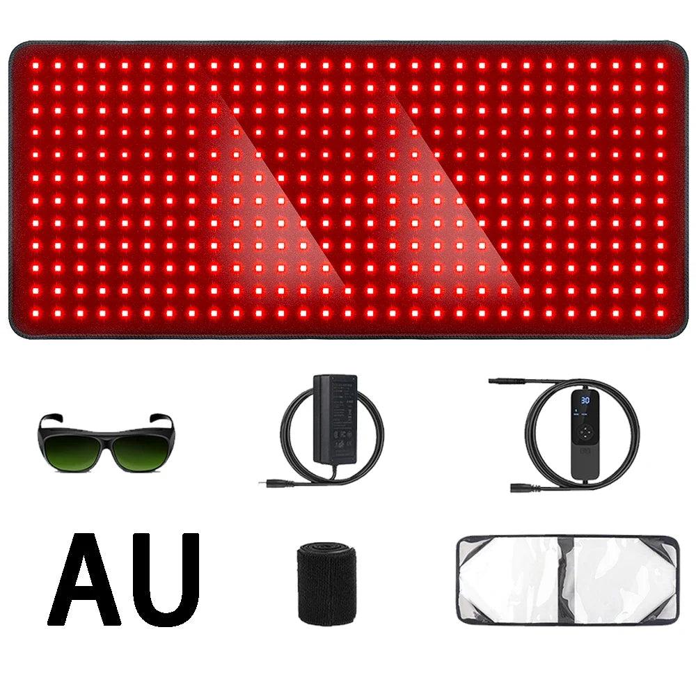 Red Light Heating Larger Size Pad 660nm Waist, Back, Shoulder, Muscle Pain, and Yoga mat Relief, Infrared Light 850nm with 406pcs Leds