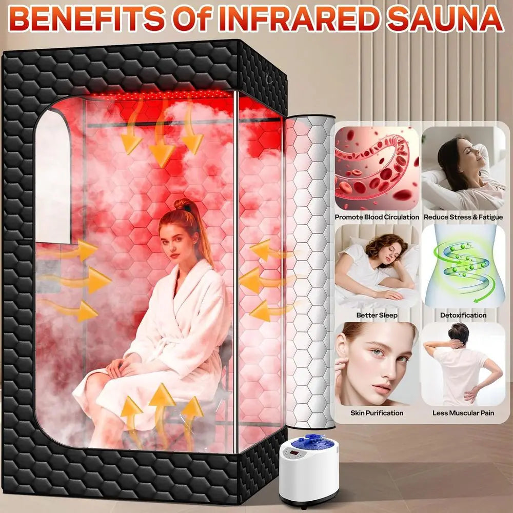 Portable Infrared Sauna Box - Red Light Steam Room for Home Use