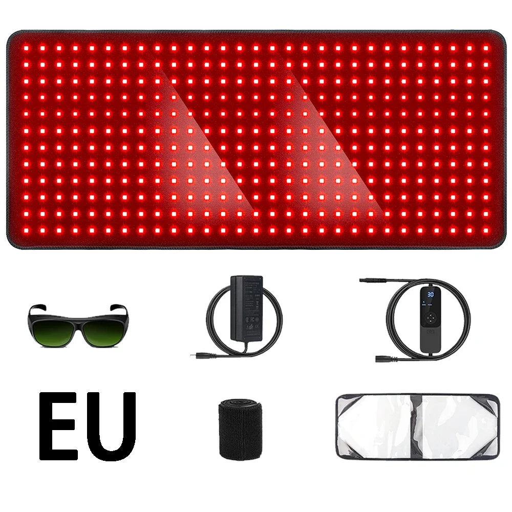 Red Light Heating Larger Size Pad 660nm Waist, Back, Shoulder, Muscle Pain, and Yoga mat Relief, Infrared Light 850nm with 406pcs Leds