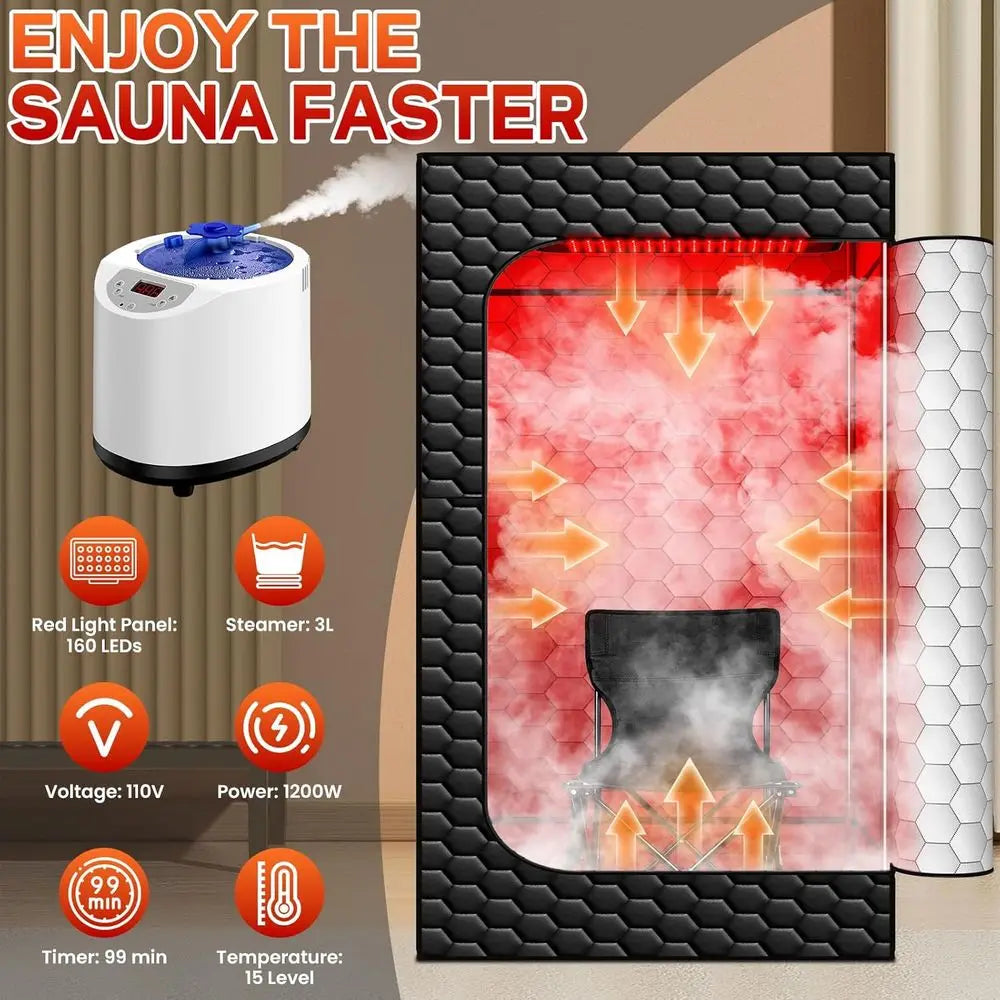 Portable Infrared Sauna Box - Red Light Steam Room for Home Use
