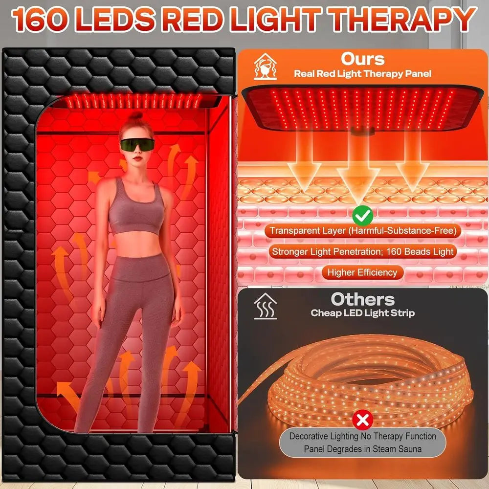 Portable Infrared Sauna Box - Red Light Steam Room for Home Use